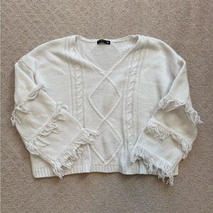 White Fringe Sweater - Size XL